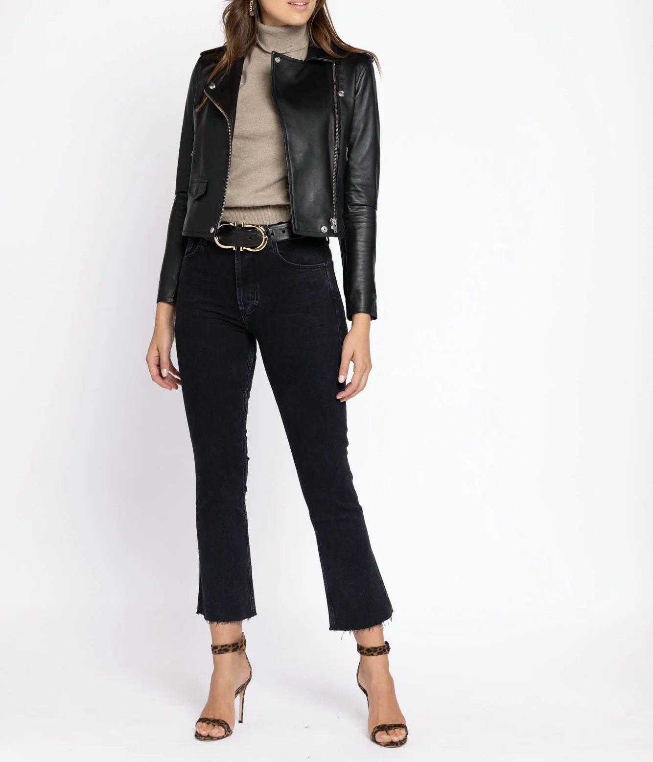 Ashville Leather Biker Jacket in Black - Image 6