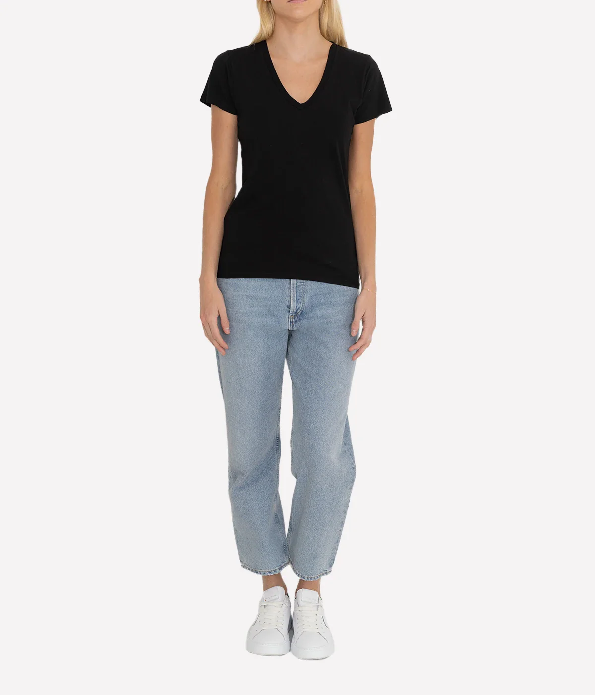 Carol V Neck Tee in Jet Black - Image 3