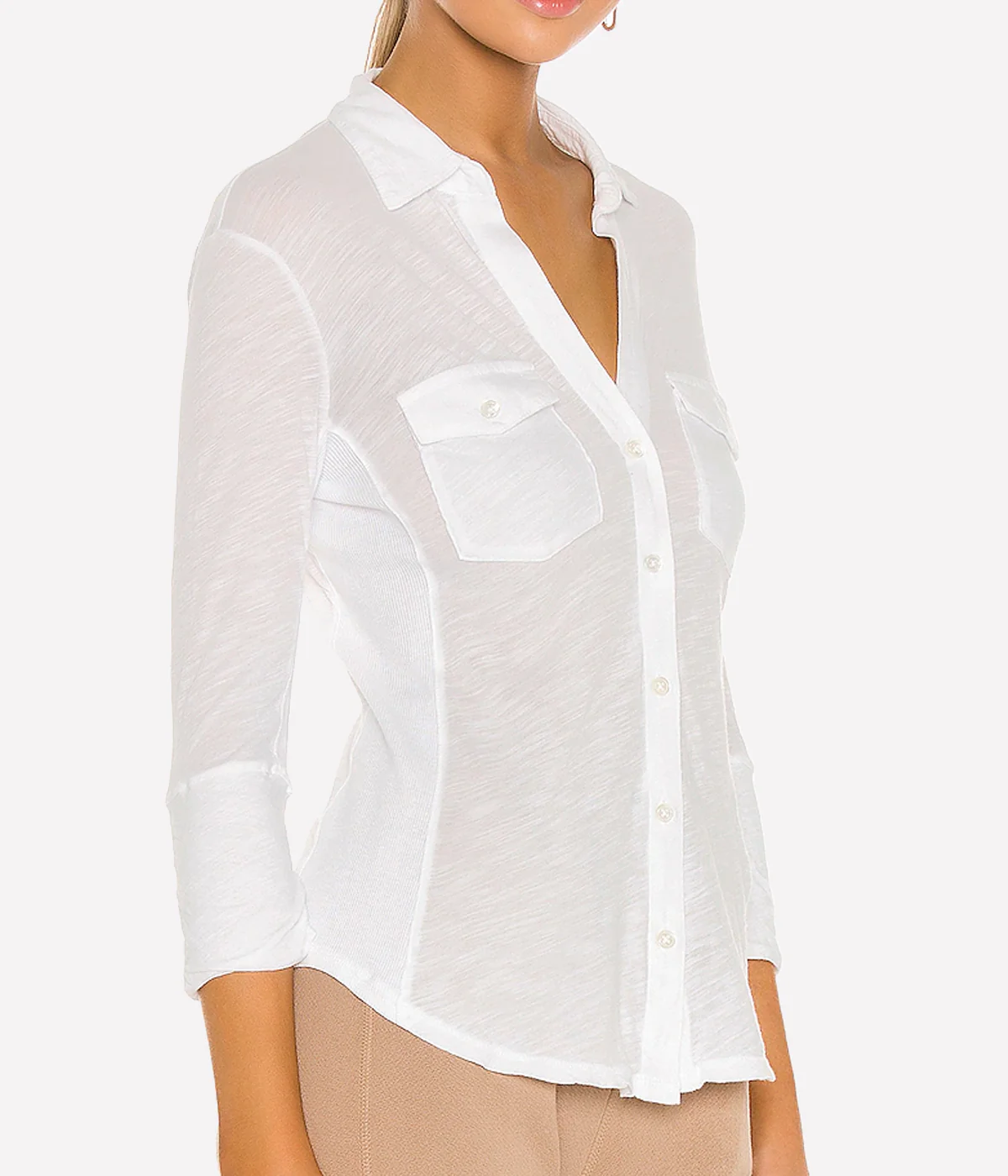 Contrast Panel Shirt in White - Image 3