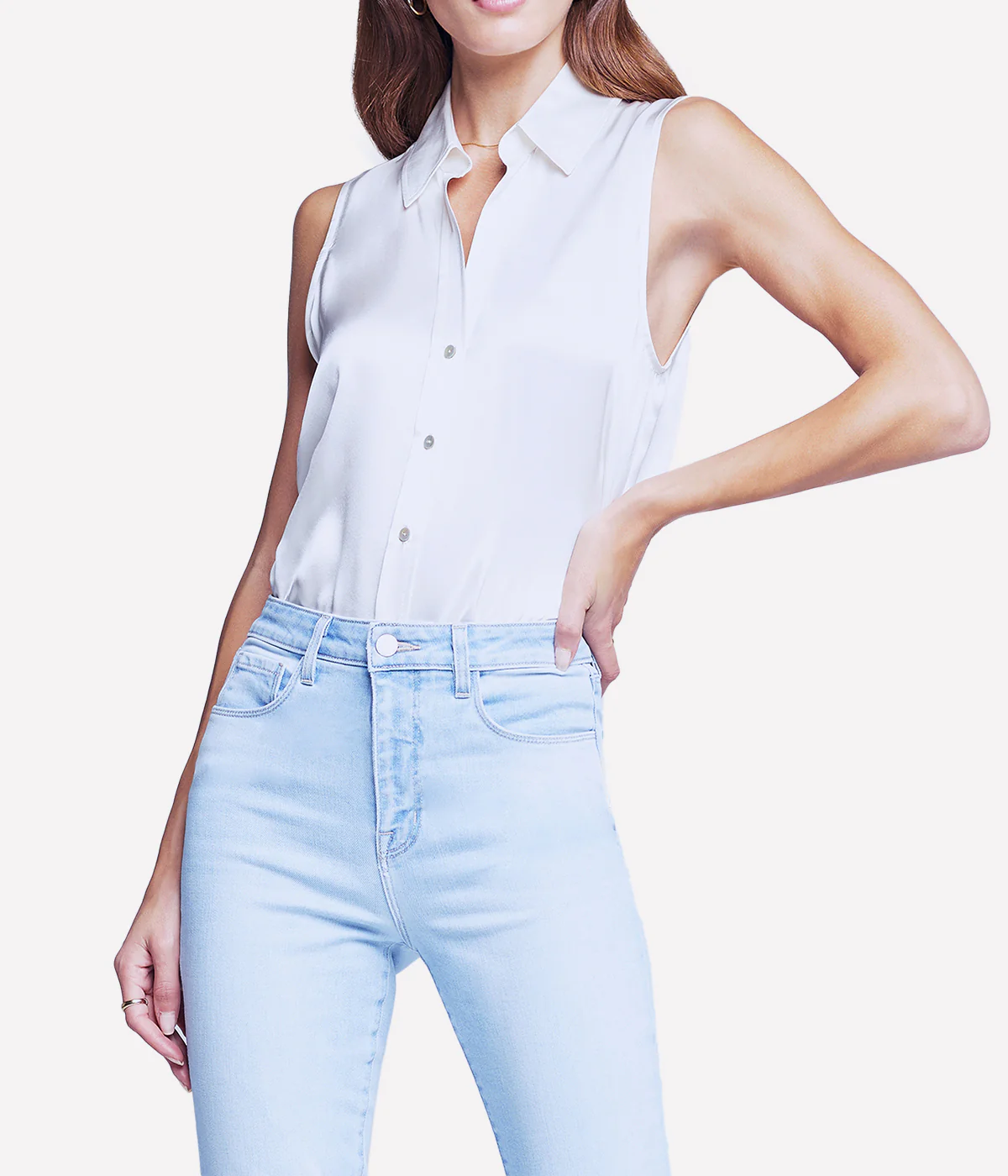Emmy Sleeveless Blouse in Ivory - Image 3