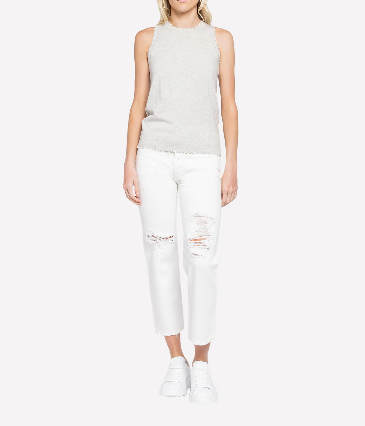Frayed Tank in Light Heather Grey - Image 3