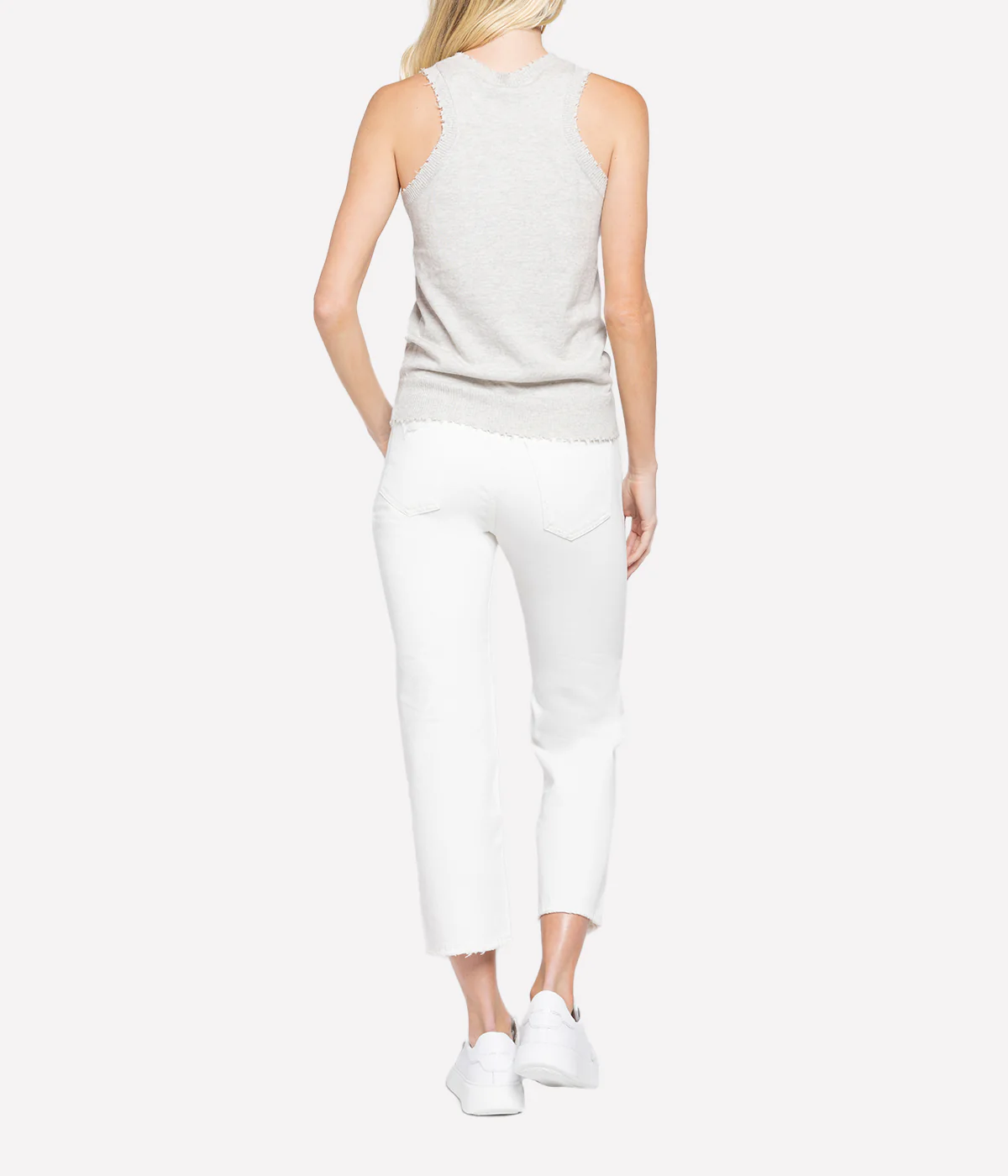 Frayed Tank in Light Heather Grey - Image 4
