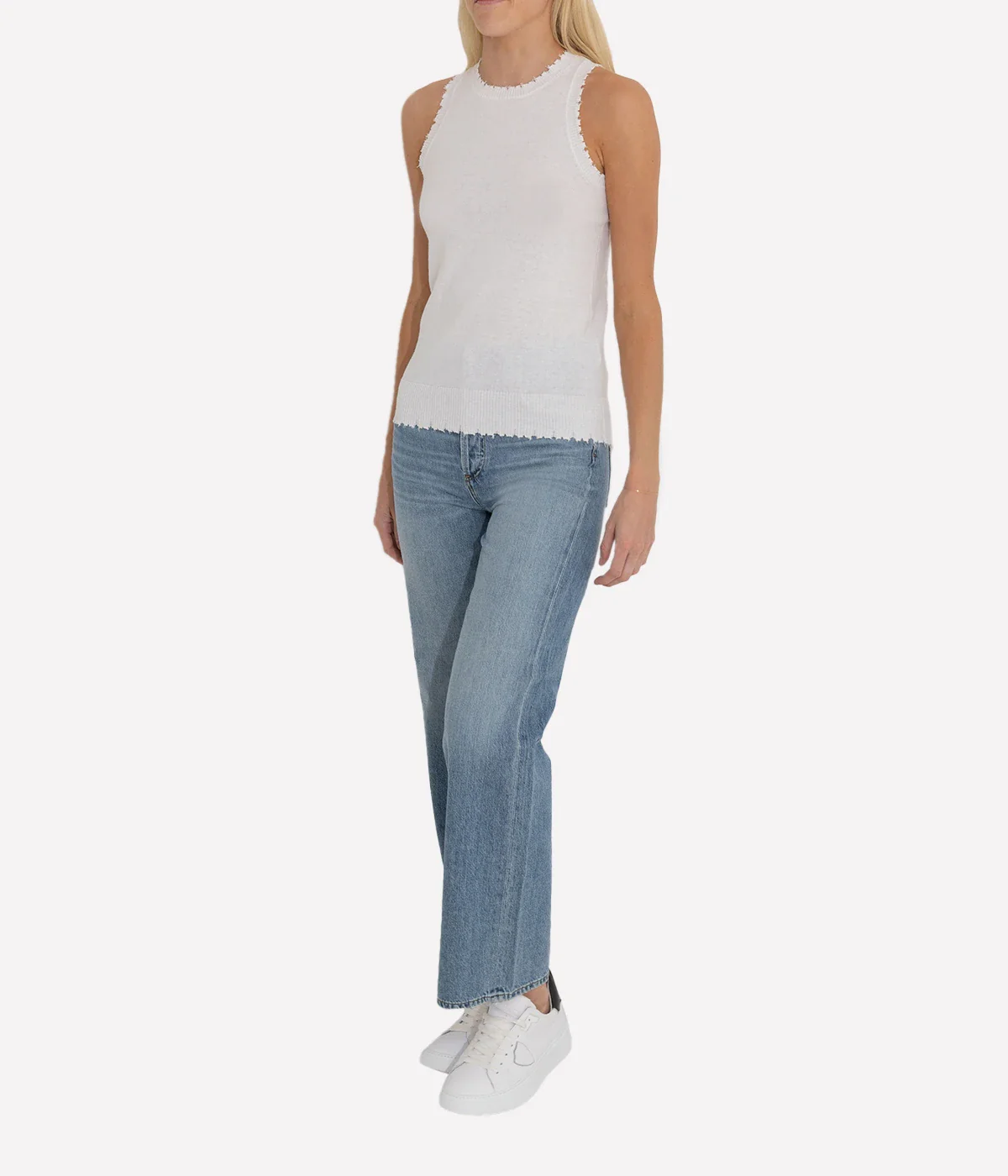 Frayed Tank in White - Image 3
