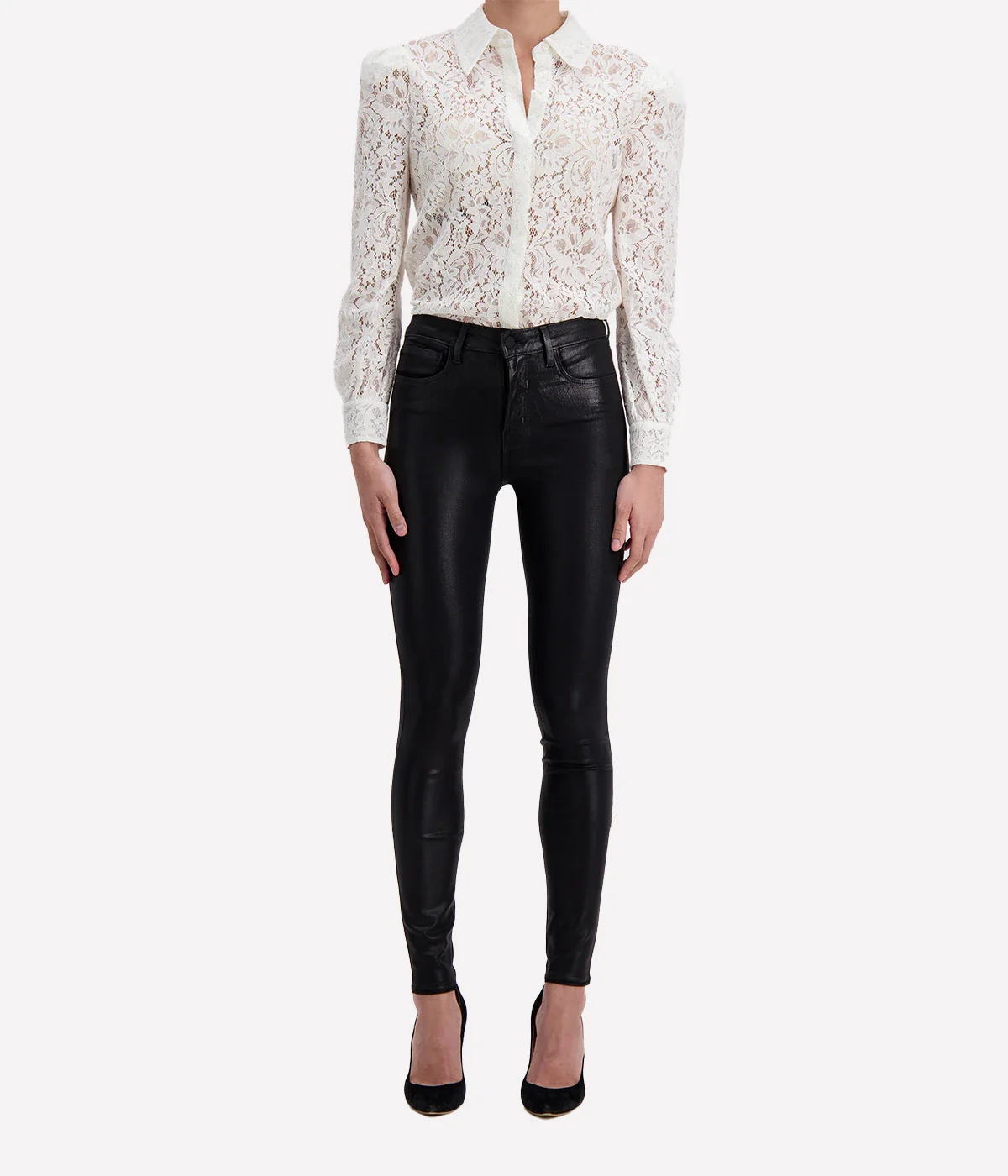 Marguerite High Rise Skinny Jean in Black Coated - Image 3