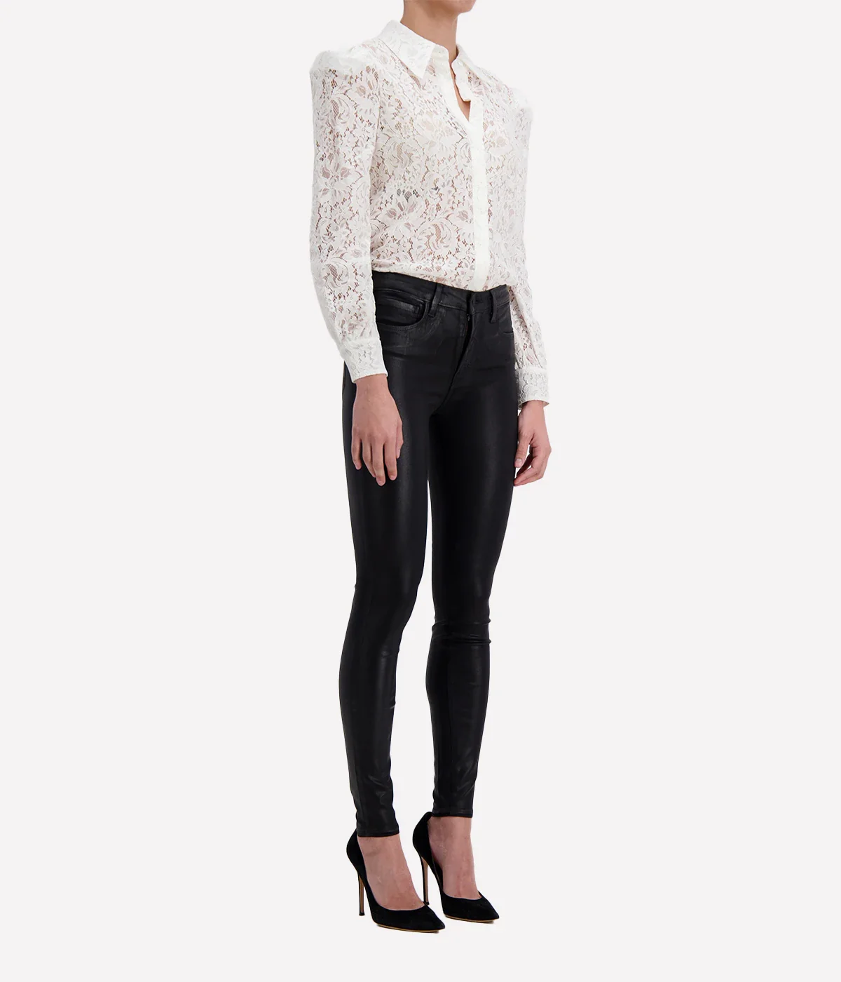 Marguerite High Rise Skinny Jean in Black Coated - Image 4