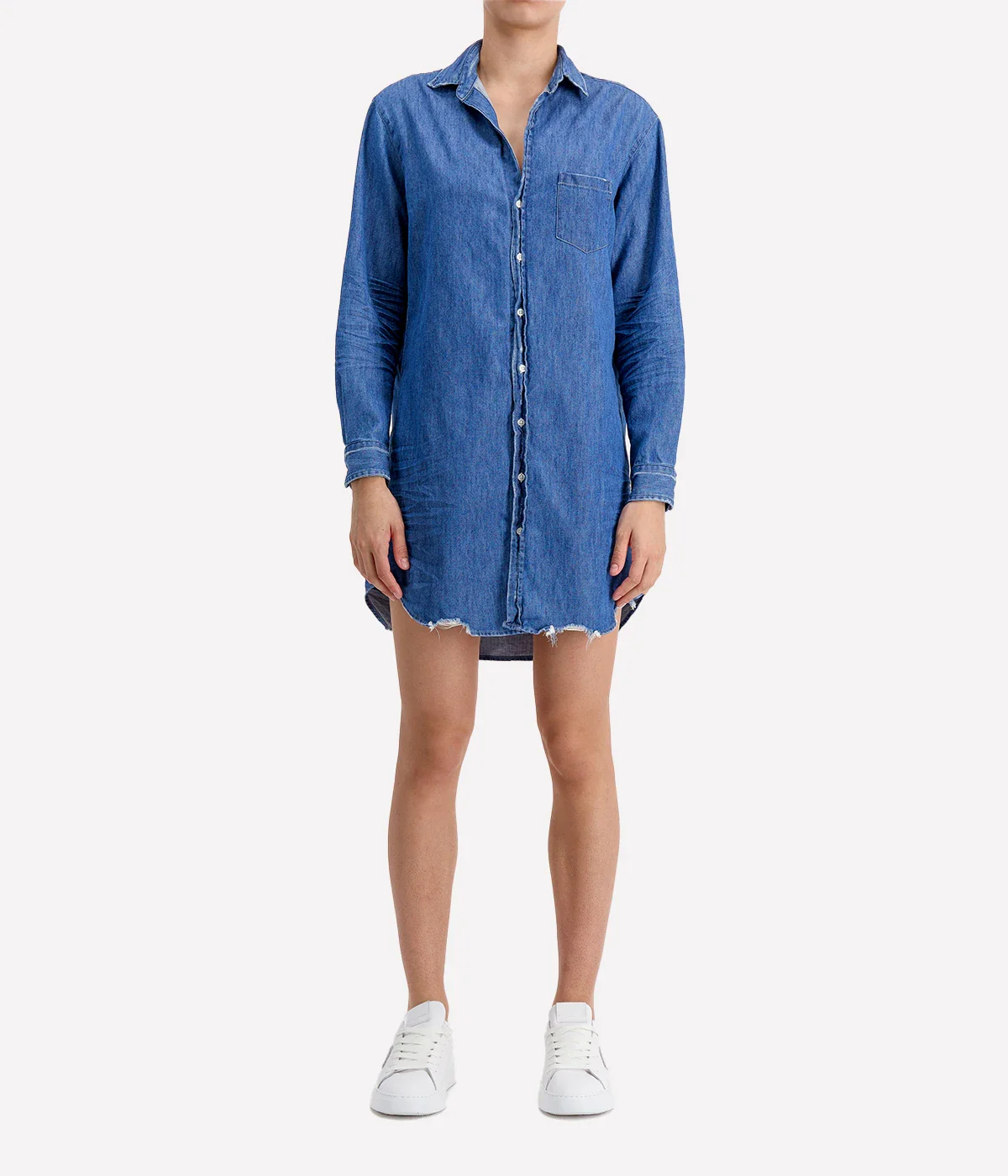 Mary Woven Denim Button Up Dress in Vintage Stonewashed Indigo - Image 3