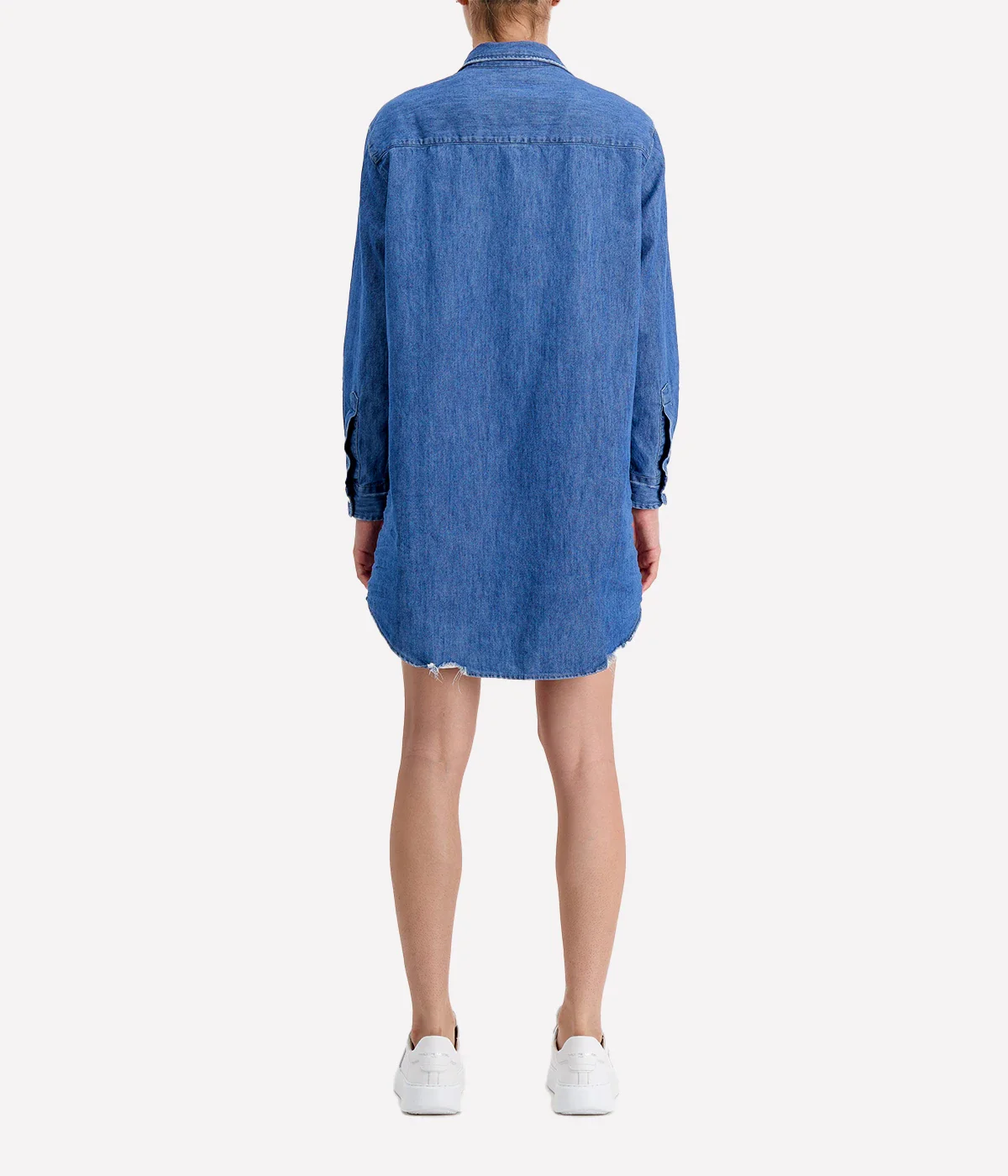 Mary Woven Denim Button Up Dress in Vintage Stonewashed Indigo - Image 5