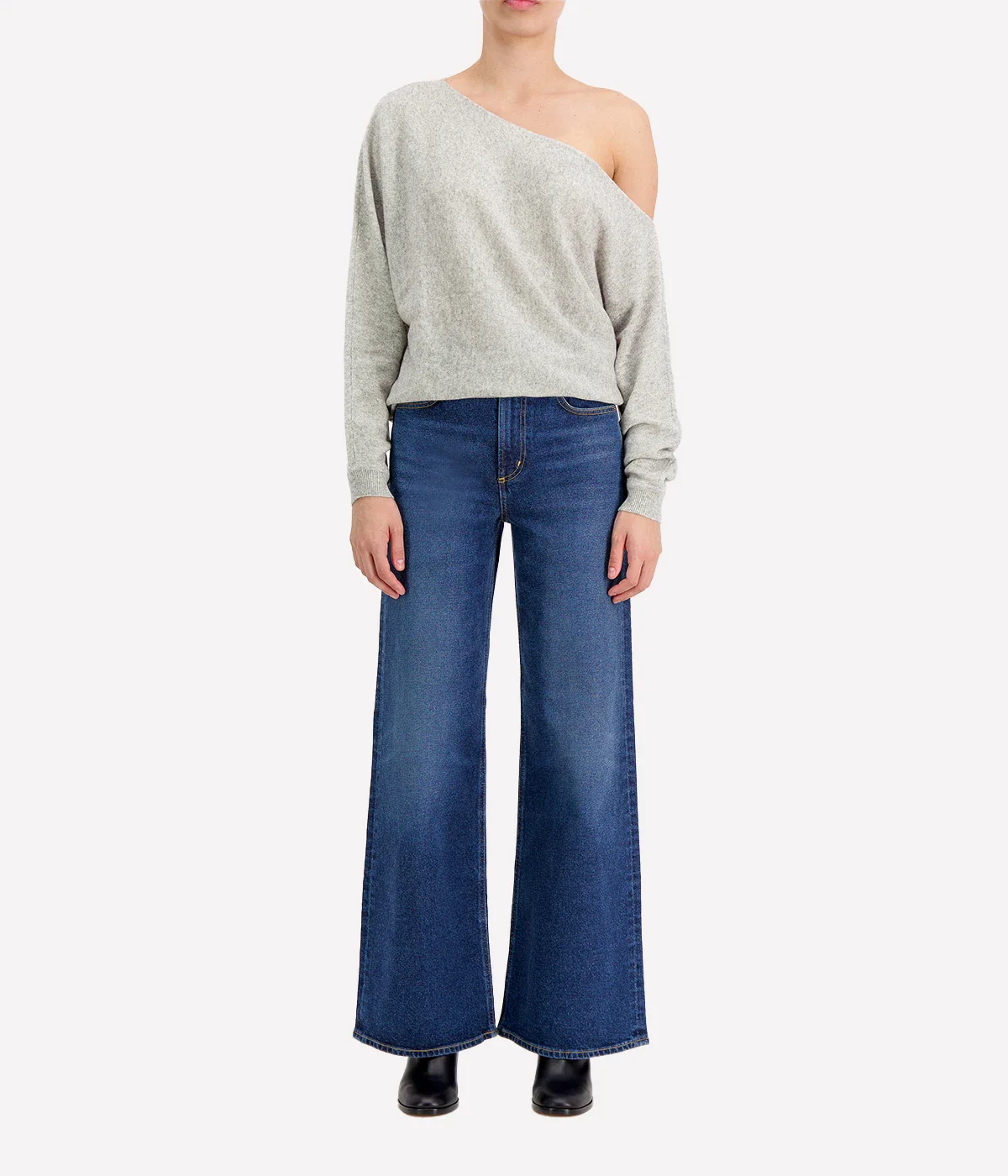 Off the Shoulder Top in Light Heather Grey - Image 4