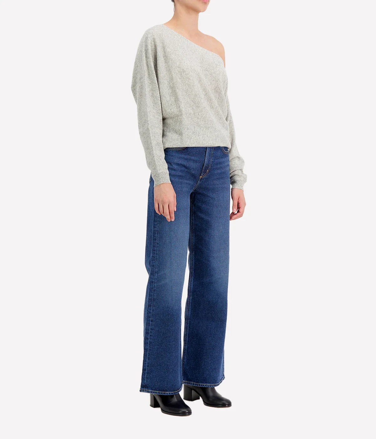 Off the Shoulder Top in Light Heather Grey - Image 5