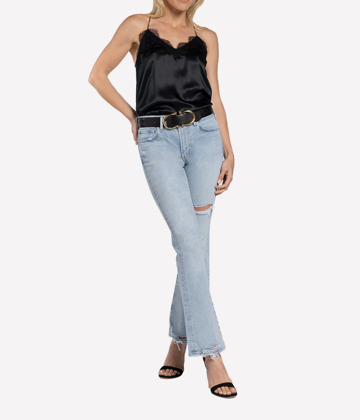Racer Charmeuse Cami in Black - Image 3