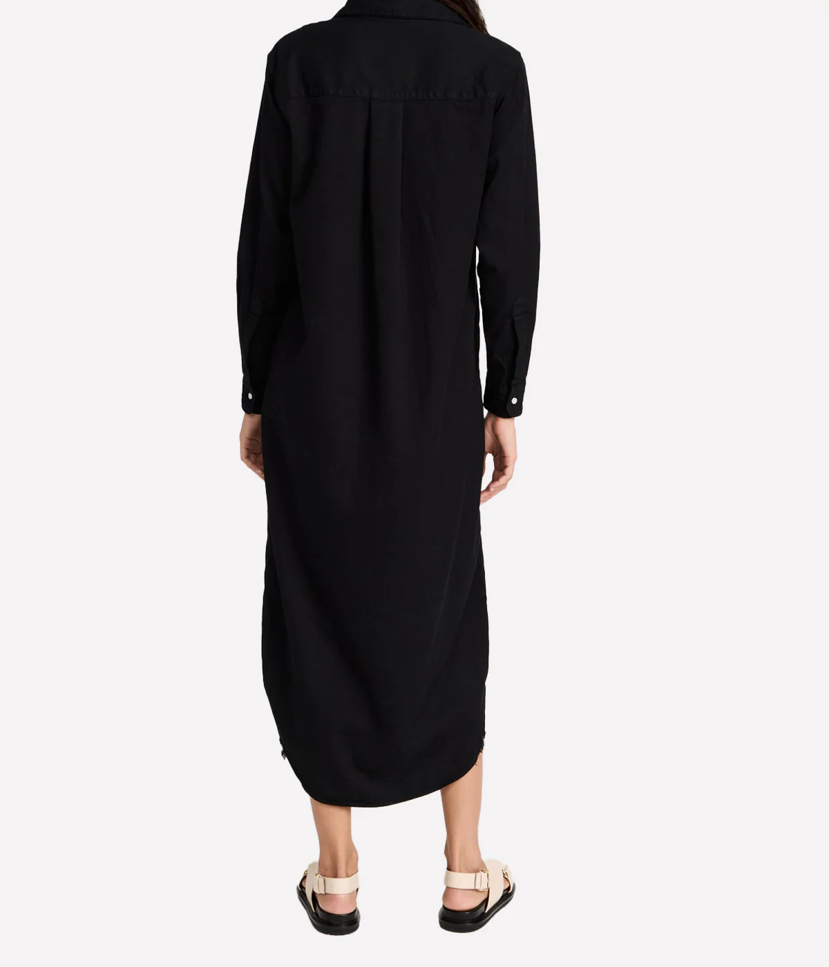 Rory Woven Denim Long Dress in Blackout - Image 4
