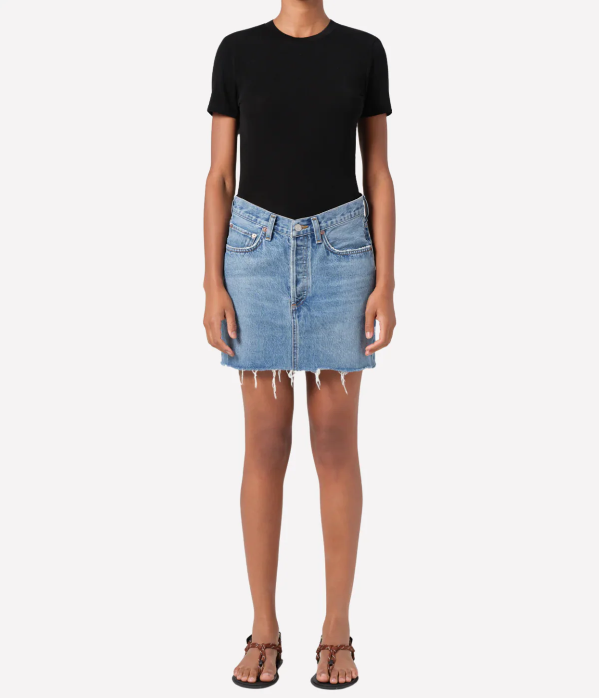 V Waist Mini Skirt in Fairway - Image 2