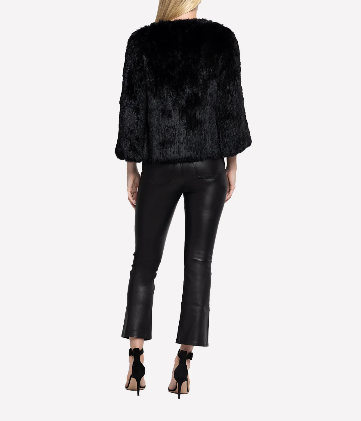 Knitted Fur Jacket in Black - Image 5